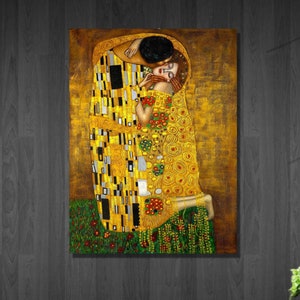 Gustav Klimt The Kiss Print on Canvas Wall Art,Gustav Klimt The Kiss Artworks,Modern Wall Art,Famous Canvas Wall Set,Extra Large Wall Art,