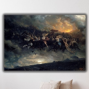 A Caçada Selvagem de Odin, de Peter Nicolai Arbo, Arte de Parede em Tela, Reprodução Impressa, Arte de Parede Mitologia, Arte da Caçada Selvagem de Odin, Arte de Guerra da Velhice