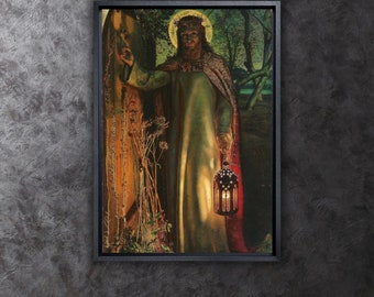 The Light of the World Art Canvas Print,The Light of the World Poster,Holman Hunt&#39;s Arts,Lord Jesus Poster,Church Christian Wall Art Decor