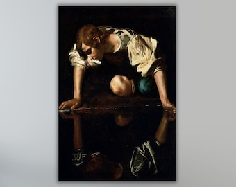 Caravaggio Narcissus Poster Art Print,Caravaggio Narcissus Painting Canvas Art,Vintage Art Print,Exhibition Poster Art Print,Modern Wall Art