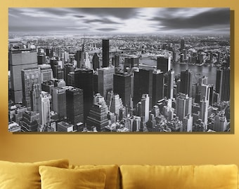 New York City Poster Art,New York Black and White Art Print,New York Wall Art Decor,New York Skyline Canvas Wall Art Print,Manhattan Poster