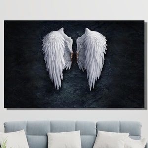 Banksy Angel Wings Wall Art,Wings Canvas Wall Art,Extra Large Canvas Wall Art Print,Nursery Office Wall Decor,Home Decor,Modern Wall Arts