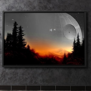 Starwars Death Star Canvas Wall Art,Stampa poster di Star Wars,Paesaggio di Star Wars di Return of the Jedi,Decorazione da parete di Starwars,Carta da parati di Starwars