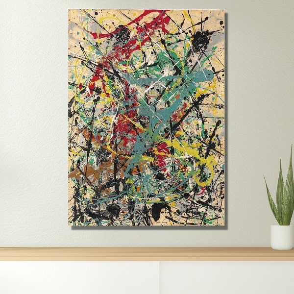 Jackson Pollock's Painting Reproduction Canvas Wall Art,Modern Painting Art Print,Office Room Decor,Abstract Artworks Modern Canvas Wall Art