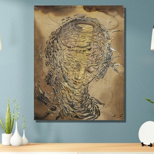 Salvador Dali Face Canvas Wall Art Print,Face Canvas Print Art,Salvador Dali Exhibition Poster Art,Surrealism art,Lithograph Wall Art Decor