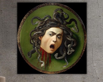 Póster de Medusa de Miguel Ángel Caravaggio, lienzo para pared, reproducción de arte, póster de Medusa (1597), impresión artística expresionista.