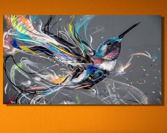 Kolibri Poster Leinwand Wandkunst, Kolibri Leinwand Druck, Tiere Leinwand Kunst, Tier Wanddekor, moderne Wandkunst, tropische Dschungel Kunst
