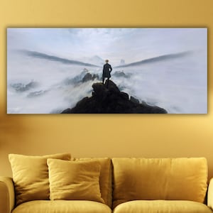 Caspar David Friedrich Wanderer above the sea of fog (1818) Canvas Wall Art Print,Famous Paintings,Vintage Art Poster,Modern Home Wall Decor