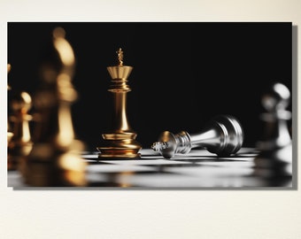 Playing Chess Poster Canvas Wall Art,Chess Canvas Print Art,Chess Wall Decor Art Decor,Gift For Chess Lover,Office Nursery Wall Art Decor