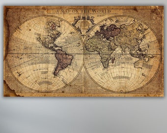 Antique Map Of The World Poster,Vintage World Map Print Wall Art,Historical World Map,Old Map Of The World,Classroom Wall Art,Map Canvas Art
