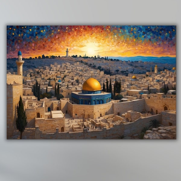 Masjid Al Aqsa Poster Art Canvas Print,Masjid Al Aqsa Wall Art,Jerusalem Canvas Wall Art,Jerusalem Wall decor,Islamic Wall Art,Islamic Gifts
