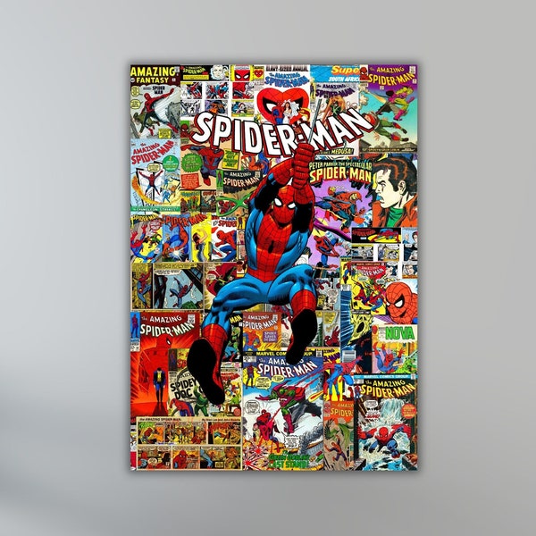 Spiderman Comics Poster Art Canvas Wall Art,Spiderman Print Art Canvas,Spiderman Fan Gift,Movies Poster Print Art,Game Room Wall Art Decor