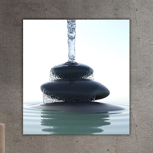 Zen wall art Water on Stones canvas WalL Art,Zen print art,Spa stones canvas art,Meditation Salon wall decor,Spa gift,Balance of Stone Print