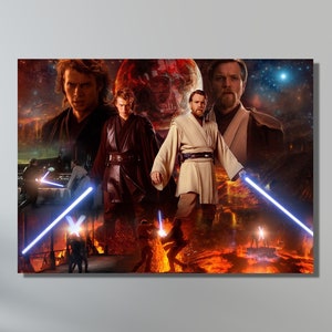 Starwars Anakin vs Obi Wan Poster Canvas Wall Art,Anakin Skywalker Print Art,Clone Wars,Darth Vader,Luke Skywalker,Obi Wan Kenobi Poster Art