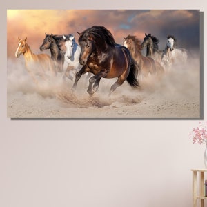 Laufende Pferde Leinwand Wand Kunst Druck, Pferde Poster Große Wandkunst, Moderne Trendy Wand Kunst Dekor, Wohnzimmer Wand Dekor, Tier Leinwand Wandkunst