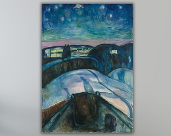 エドヴァルド・ムンク『星月夜』（1922-1924）美術館品質のロールド