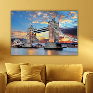 London Tower Bridge Canvas Wall Art,Tower Bridge Poster Print Art,Landscape Wall Art,Trendy Living Room Home Decor Print,Housewarming Gift