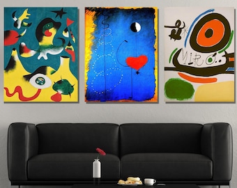 ジョアン・ミロ版画：女性、月、鳥、1949年 美術複製 - Etsy 日本