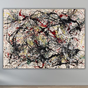 Jackson Pollock&#39;s Painting Art Print,Reproduction Print Art,Modern Painting Arts,Office Room Decor,Abstract Artworks Modern Canvas Wall Art
