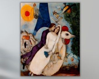 Marc CHAGALL the Bride and Groom of the Eiffel Tower Poster Art