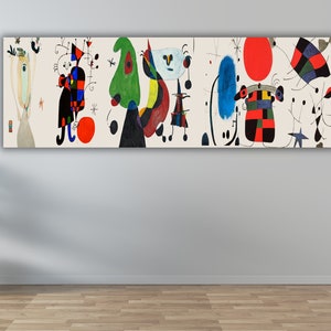 Joan Miro Extragroße Wandkunst-Leinwand, Joan Miro Malerei Druck Kunst Leinwand, Moderne Leinwand Wandkunst Druck, Bürozimmerdekor, Abstrakte Kunstwerke