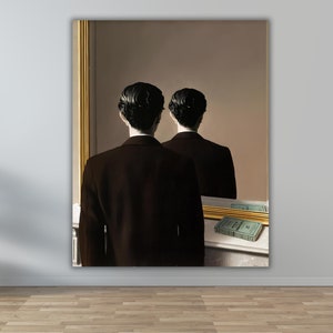 René Magritte Nicht Produziert zu werden (1937) Plakat Wandkunst, Rene Magritte Leinwand, Mirror Man Leinwanddruck Kunstdruck, Reproduktionsdruck Wandkunst