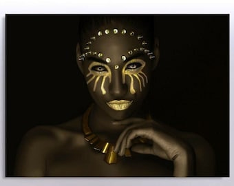 African Woman Canvas Print Wall Art,African Woman Art,African Home Decor,Living Room Decor,Trendy Wall Decor,Modern Art,African American Art