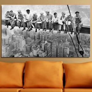 Lunch Atop A Skyscraper  1932 Reprudiction Canvas Wall Art Poster,Lunch On A Beam,New York Construction Workers Print Art,Modern Wall Decor