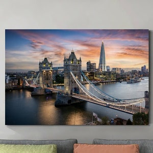 Tower Bridge London Canvas Wall Art,Tower Bridge Canvas Print Art,Landscape Wall Art,Trendy Living Room Home Decor Print,Housewarming Gifts