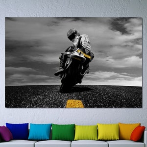 Valentino Rossi Poster, Valentino Rossi Leinwanddruck Kunst, Valentino Rossi Leinwand Wandkunst, Man Höhlendekore, Spielzimmer Kunst Dekor, Moto Gp Leinwand