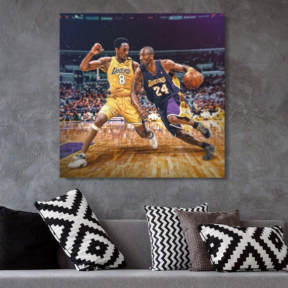 Kobe Bryant Wall Decorkobe Bryant Canvas Wall Artla Lakers Etsy