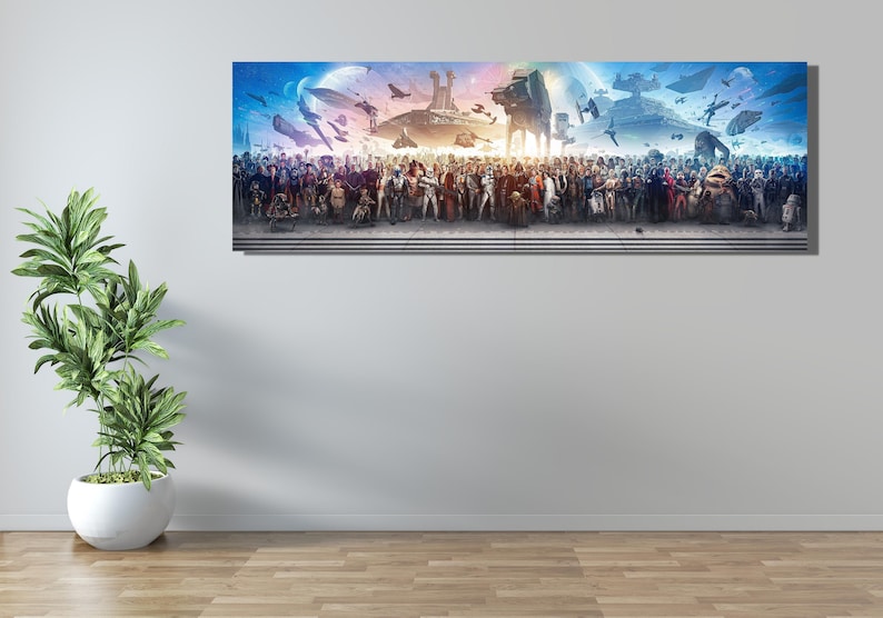 Epic Star Wars Poster Print,full Character Set Movie Film Art Canvas
