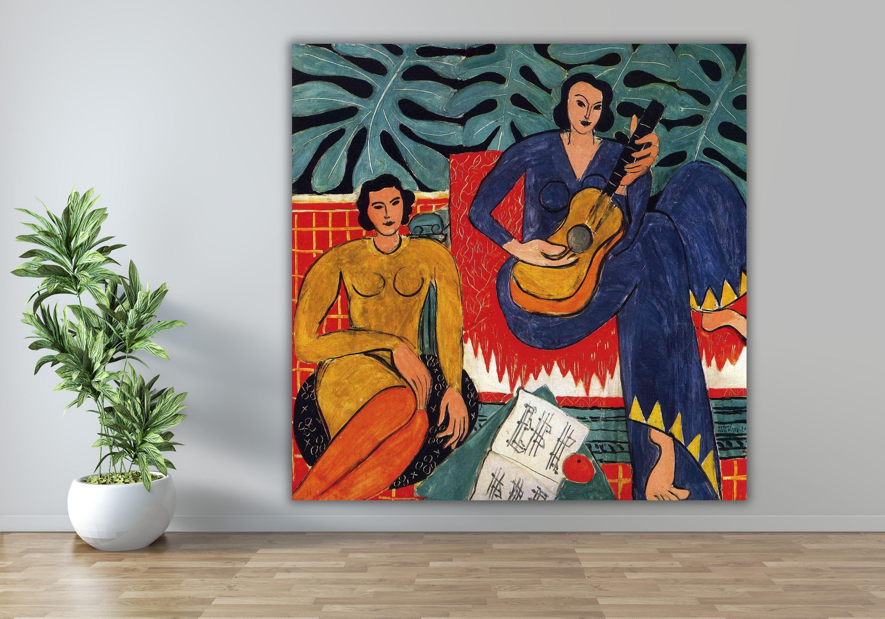 アンリ・マティスのギターを弾く女性 ポスター アート キャンバス