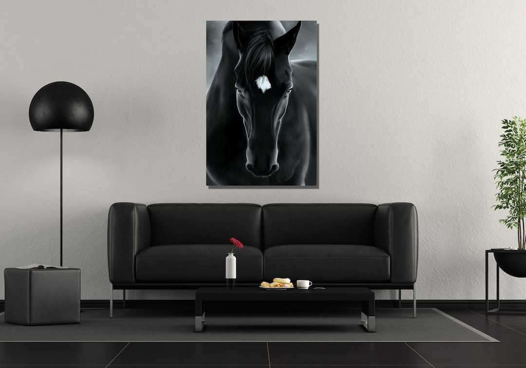 Black Horse Canvas Print Art,black Horse Print on Canvas,wild Horse