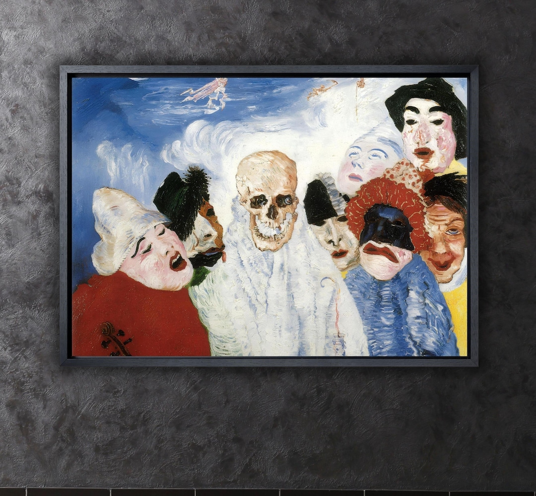 James Ensor Skeleton Obelisk Art 1892 Canvas Wall Art Print,james