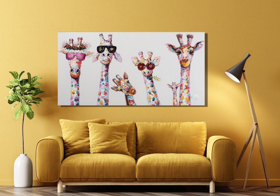 Giraffes Poster Wall Art,giraffes Family Poster Canvas Wall Art,animal ...