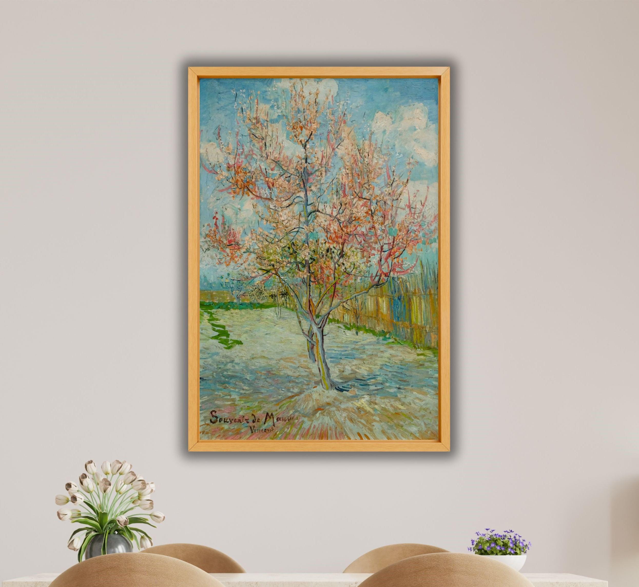 Pink peach trees Souvenir de Mauve by Vincent Van Gogh Oil Painting Reprint,peach tree Blossom Van Gogh print canvas art,van gogh artworks