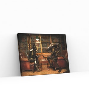 Alien Vs Predator Playing Chess Poster Canvas Wall Art,alien Vs ...