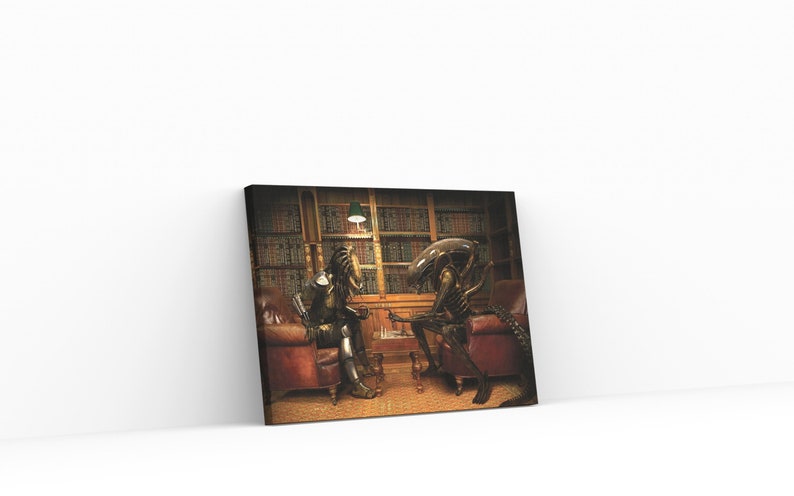 Alien Vs Predator Playing Chess Poster Canvas Wall Art,alien Vs ...