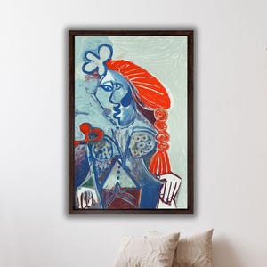 Pablo Picasso Abstract Art Poster Print Canvas Wall Art,Pablo Picasso Femme au béret et à la robe quadrillée,Pablo Picasso Art Wall Decors