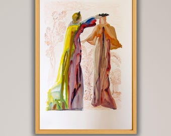 Salvador Dali Divine Comedy: The Last Words of Virgil 1960 Vintage Poster Art Canvas Art,Salvador Dali Reproduction Print,Exhibition Poster