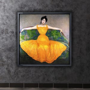 Arte mural de Max Kurzweil: Mujer en un lienzo amarillo, póster de Max Kurzweil, impresión de reproducción, arte mural abstracto, arte vintage expresionista