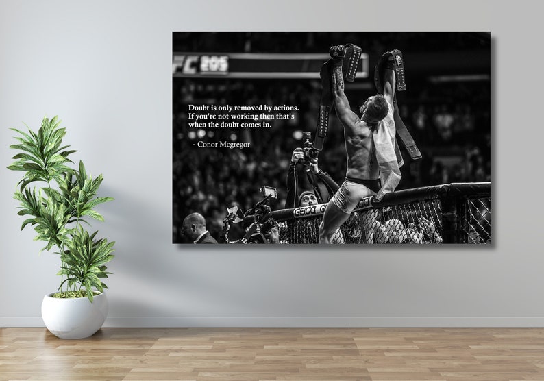 Póster con cita de Conor McGregor, lienzo de Conor McGregor, arte de pared motivacional, decoración de pared para cuevas masculinas, decoración de salas deportivas de fitness imagen 1