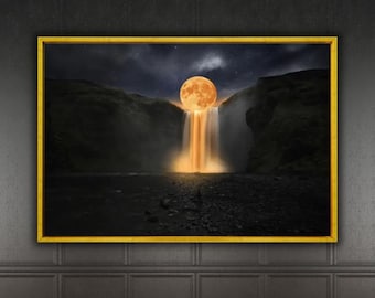 Inspiritual moon Poster,Moon painting art,Moonlight Canvas Wall Art Print,Moonlight canvas print art,Living Room art Decor,Housewarming Gift