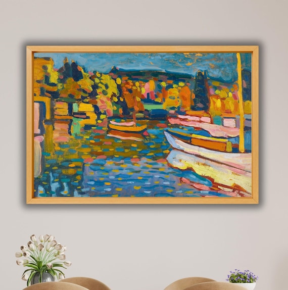 Wassily Kandinsky Autumn Landscape With Boats Canvas Wall Art