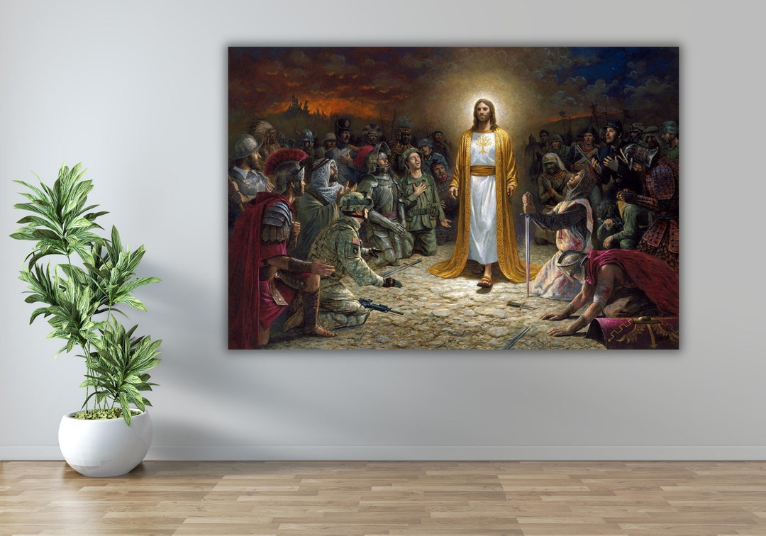 Jesus Christ With Soldiers and People Poster Art Print,lord Jesus Canvas Art,church Wall Decor ...