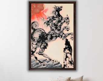 Salvador Dali Cerberus Art Canvas, vintage Art Print, Salvador Dali de goddelijke komedie reproductie schilderij, Dali print kunst, abstracte kunst aan de muur, Salvador Dali