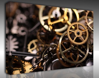 Stampe su tela Steampunk, stampe su tela vintage, decorazioni da parete Steampunk, decorazioni da parete per ufficio e casa con macchine industriali retrò, stampe artistiche con meccanismi