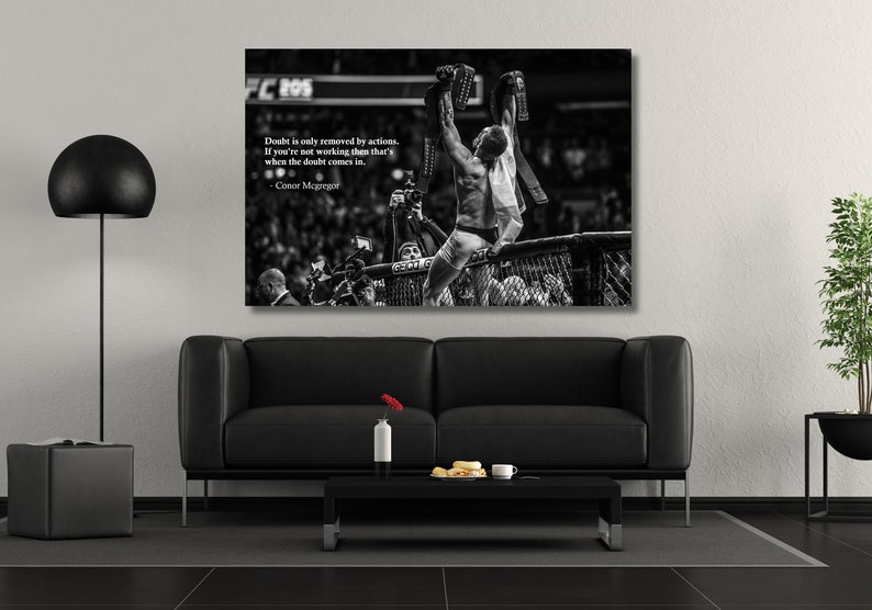 Póster con cita de Conor McGregor, lienzo de Conor McGregor, arte de pared motivacional, decoración de pared para cuevas masculinas, decoración de salas deportivas de fitness imagen 3