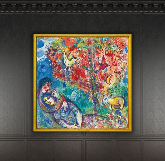 品数豊富！ Chagall Marc Couple Canvas Art Poster Tree Under 絵画